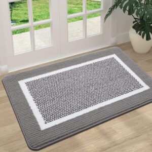 Colorxy interior door carpet, absorbent dirt entrance carpet without sliding, floor mat inside robust low profile, front input bench for washable for entrance, 32''x20 '', gray