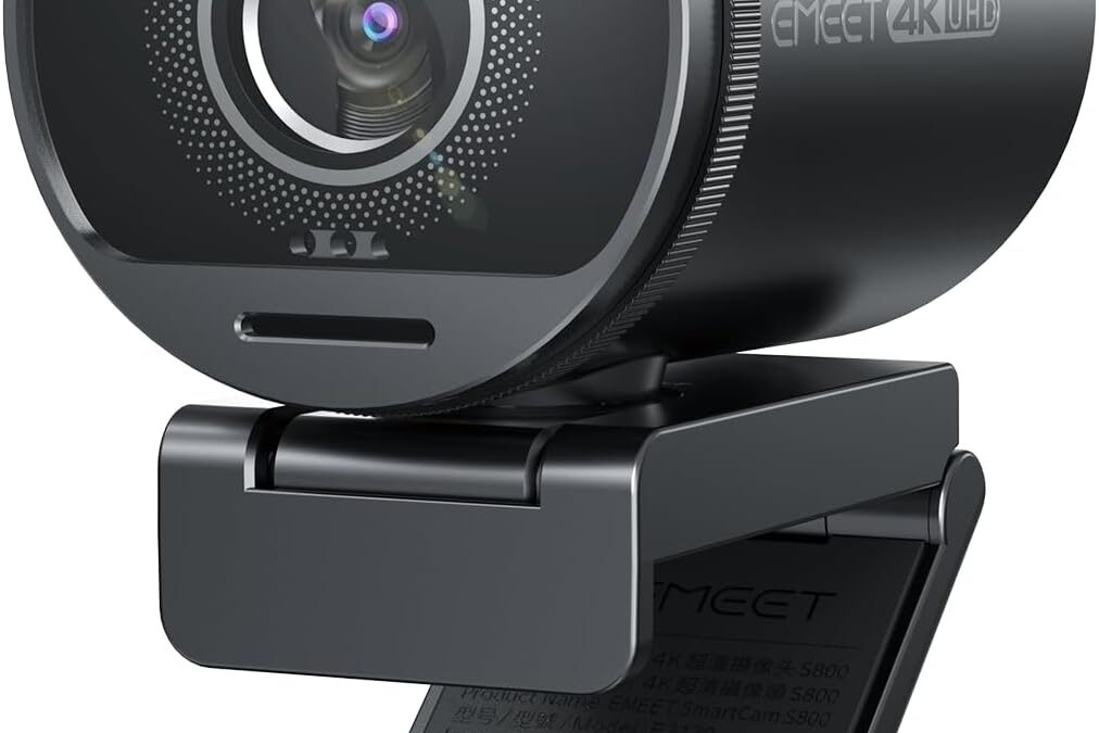 Emeet Smartcam S800-4K Webcam for streaming, Sony 1/2 ” sensor, supports HDR, PDAF & TOF Dual-Autofocus, 1080p @ 60FPS, 2 microphones online noise, 40 ° -73 ° FOV, perfect for live streaming and online meetings