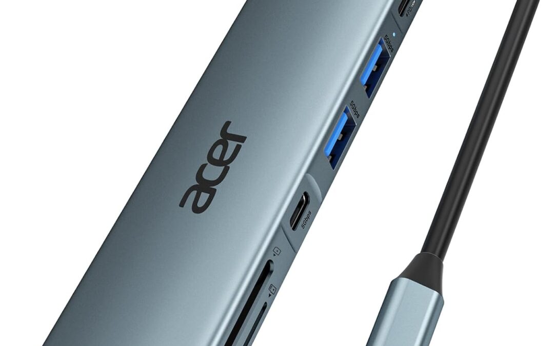 ACER USB C HUB, 7 in 1 USB C to Splitter HDMI, 2 USBA 3.1 Gen1 and 5 GBPS Type C data, type C adapter with HDMI 4K port, PD 100W load, SD card reader, for laptop, laptop, laptop, laptop, laptop, laptop, laptop, laptop, laptop reader PC, office and more