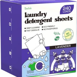 Soullink Lavender laundry detergent, 240 charges - ecological, plant -based, hypoallergenic, no plastic jug