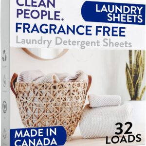 The Clean People Fragance Free -Luidry Dergent Leaves - Labs soap - Ultra concentrated, recyclable packaging, stains battles - perfume -free, 32 pack