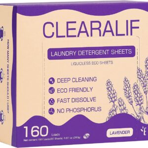 Clearalif laundry dergent leaves of 80 sheets (up to 160 charges), lavender - ideal for apartments, dormitories, laundry sheets Eco Friendly