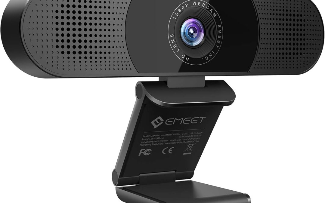 Emeet 3 on 1 webcam -1080p Webcam with microphone and speakers, noise reduction, automatic light light correction with cover, C980 pro USB camera webcam 60 ° -98 ° for the video conference streaming / gaming / class