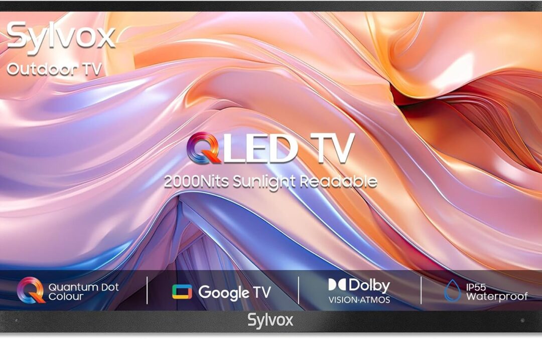 Sylvox Outdoor TV, 75 inch Smart Qled TV, full-air TV of the full sun, 2000 Nit Sunlight Readable, Waterproof, 4K UHD, IP55 speakers, integrated speakers, Commercial quality intelligent television (2024 model)