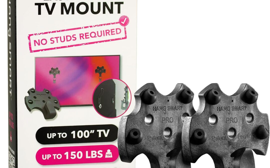 Hangsmart TV® Moup Wall No Stud – Easy Original and Patented Installation, DIY for 19-100 TVs “, contains up to 150 lb, adapts to most screens and LED LED monitors, includes equipment