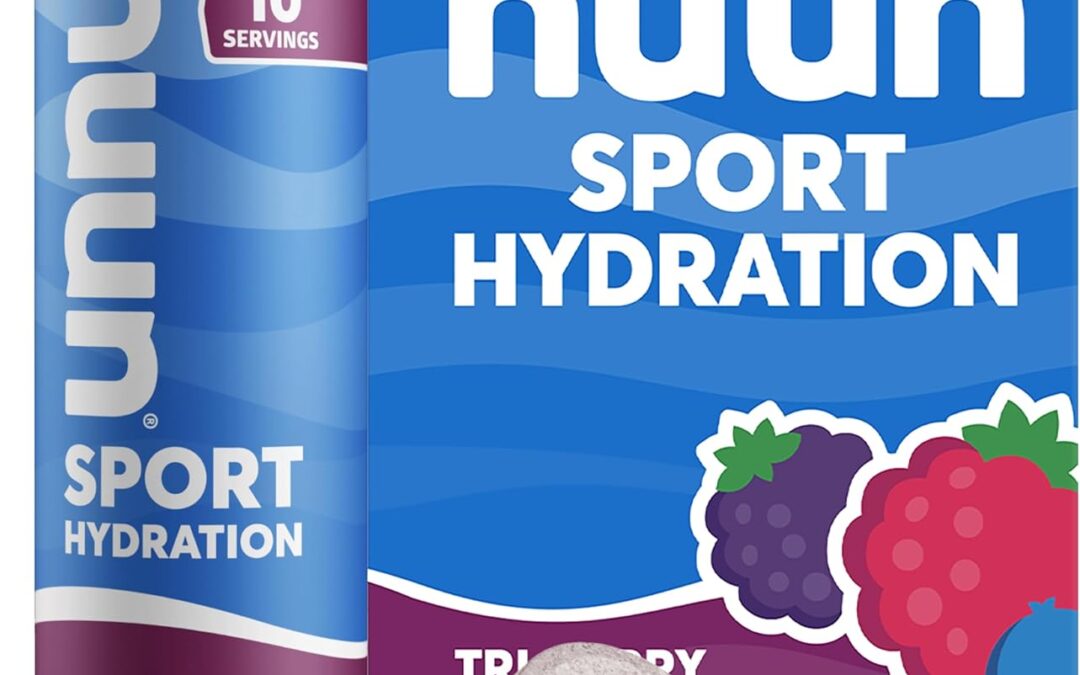 Nuun Sport Electrolyte Compressed – Dissolovable in water, Tri Berry, 5 Electrolytes essential for hydration, 1 g of sugar sugar, vegan, non -OGM, 4 packs (40 portions in total)