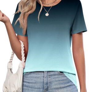 TCOT Women's Tops Summer Short Sleeve Crew Neck Shirts Dressy Casual Blouses for Women S-3XL