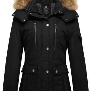 wantdo Women's Quilted Winter Coat Warm Puffer Jacket Thicken Parka with Removable Hood