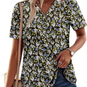 Bette Boutik Womens Summer Shirts Sleeve V Couc Tops Tops Casual Fashion Blans