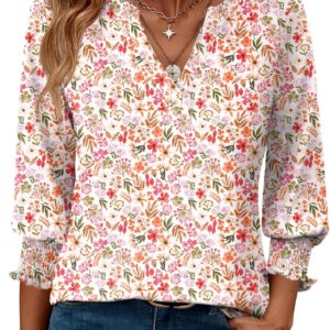 LOMON Women's 2025 Fashion Tops 3/4 Length Sleeve Business Casual Blouses Summer Tees Shirts