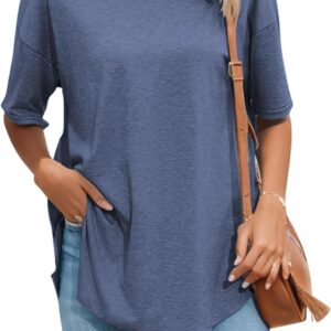 Surprised T-shirts of Halife Women T-shirts with short sleeves Split Curved Hem casual casual casual tops tops tshirt