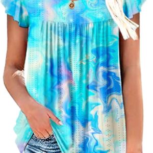 Women's Summer Short Sleeve Tunic Plus size ladies shirts Floral Blouse Loose Flowy Tops for Leggings M-4XL