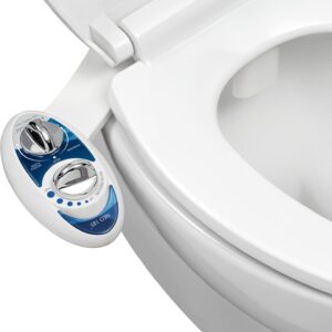 Luxury Bidet Neo 185 - Author is a double nozzle, non -electric bidet accessory for toilet seat, adjustable water pressure, rear and feminine washing (blue)