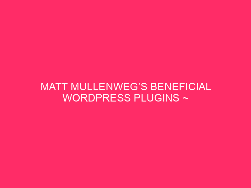 Matt Mullenweg’s Beneficial WordPress Plugins ~ Unlocking WordPress Energy: Matt…