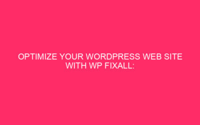 Optimize your WordPress website with WP Fixall: complete information …