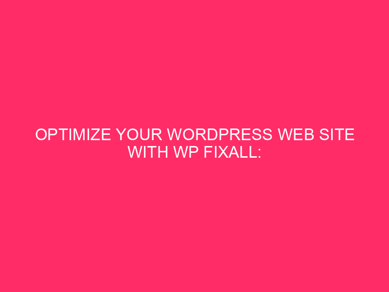 Optimize your WordPress website with WP Fixall: complete information ...
