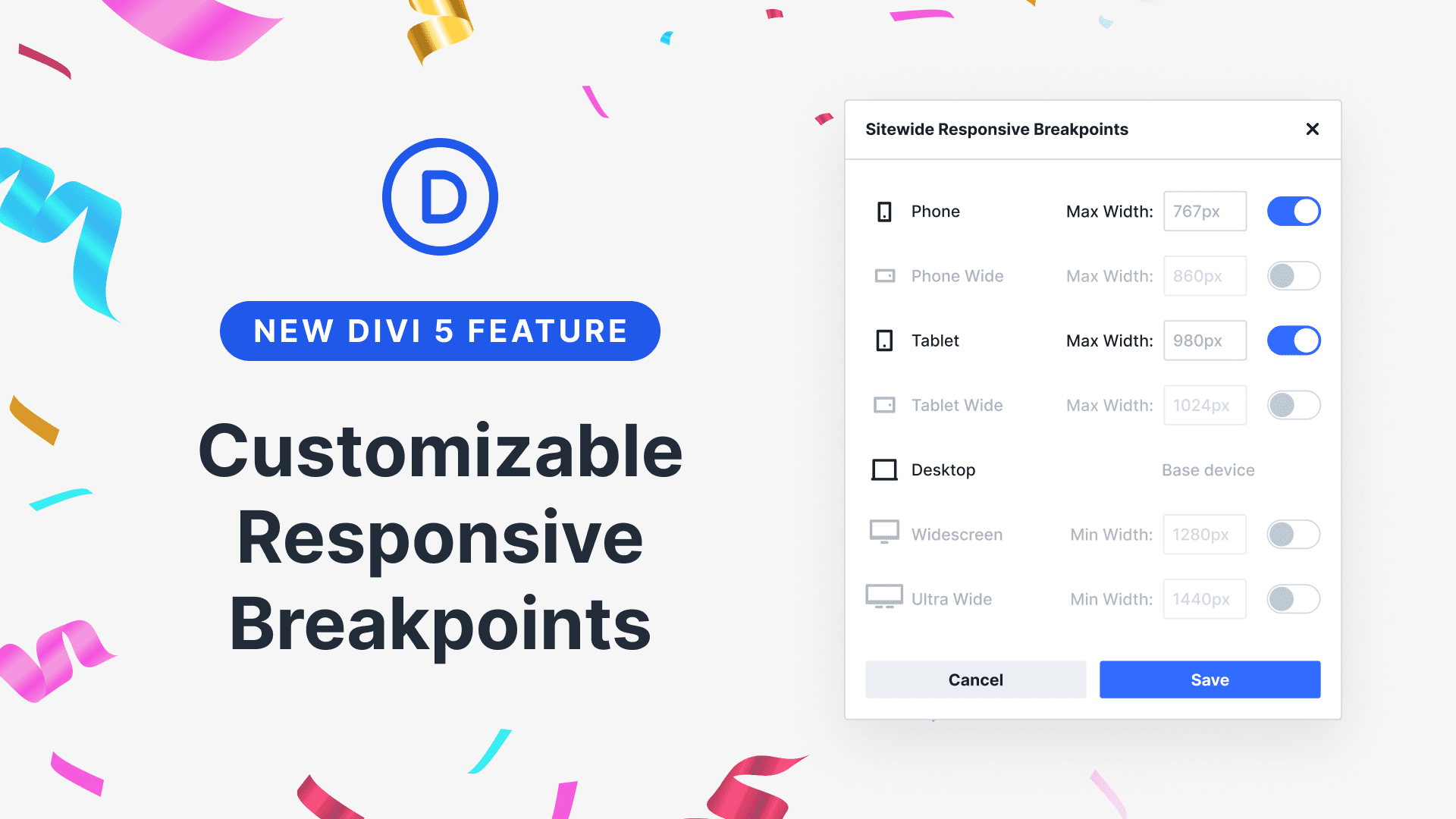 Presentation of customizable reactive interruption points for Divi 5
