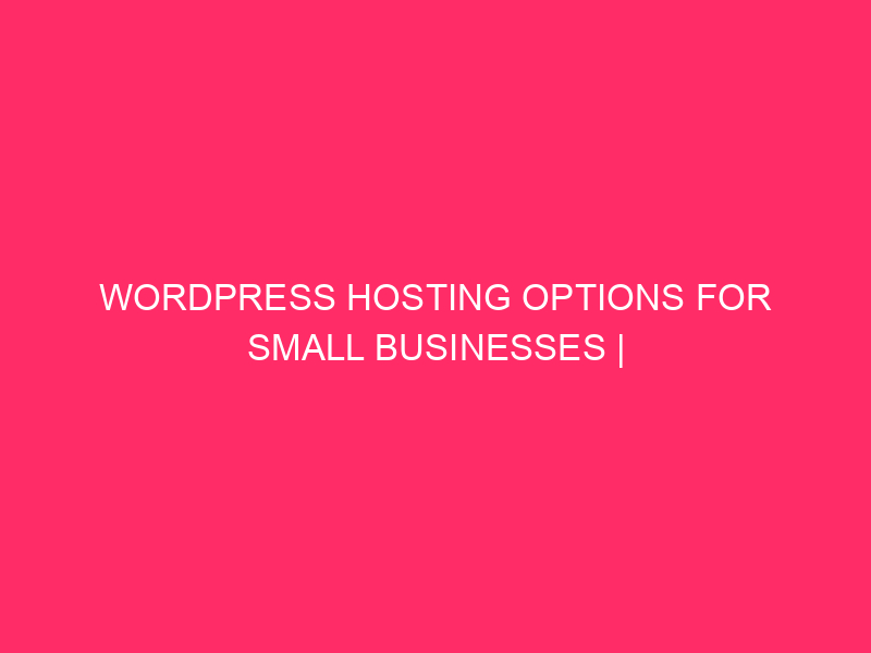 WordPress Hosting Options For Small Businesses | Launching Your Oakland...