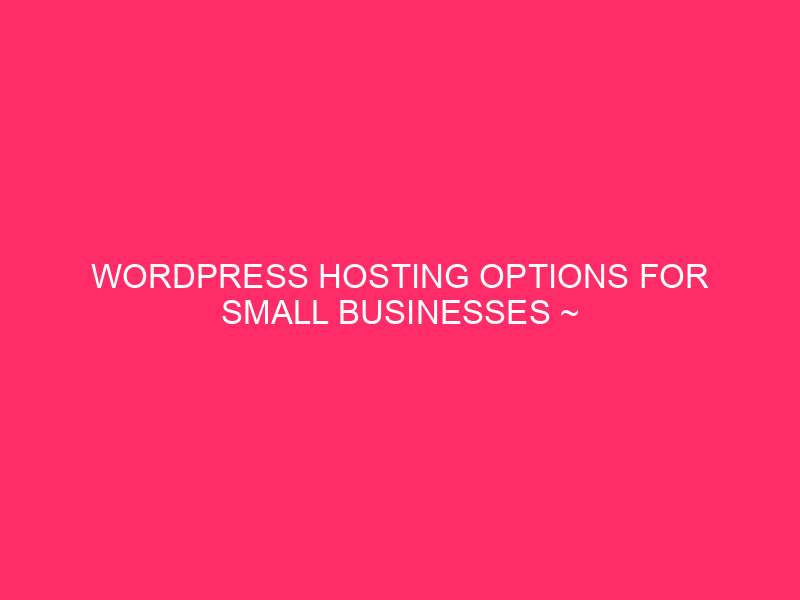 WordPress hosting options for small businesses ~ unleash your business ...
