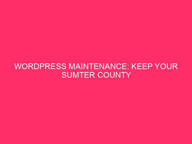 WordPress maintenance: Keep your Sumter County WordPress site running without hitches: ...
