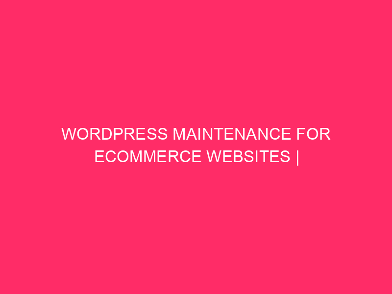 WordPress maintenance for E -COMMERCE Websites | WordPress maintenance for ecommerce ...
