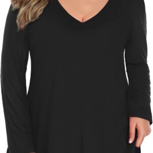 FLORBOOM Women High Long Size / V-shaped V-setting in V-shirt Basic T-shirt in relaxed bulk.