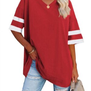 Ebifine Womens Surprised Tshirt V T-shirts with Malf Sleeve Bulk T-shirt Cotton Tunics 2024