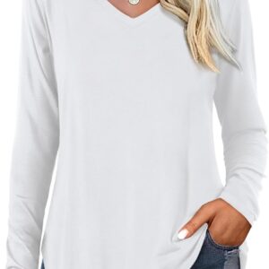 Amoretu Womens T-shirts with long sleeve v necks with neck