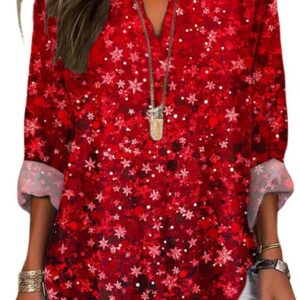 HOTYD Long Sleeve V Neck Boho Blouses for Women Dressy Casual Round Hem Vintage Graphic Shirts Loose Fit Pullover Floral Tops