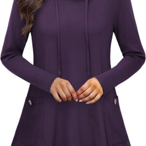 Bulotus female with long sleeves neck of elbow of relaxed tunics with pockets