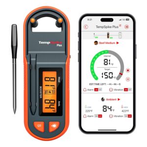 Tempike 600 ft wireless meat thermometer with ultra-stroke probe, Bluetooth meat thermometer with Autonomous LCD booster, digital wireless meat thermometer for the barbecue barbecue smoker