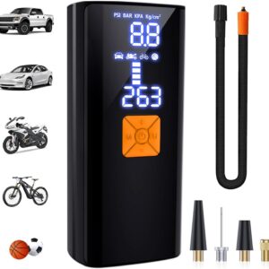 Portable air compressor tire inflator, wireless tire tires swelling with 20000mAh and Digital LCD 150 PSI car tire gauge for the car, motorcycle, bicycle tires and balls