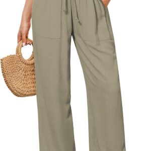 Grapent linen pants for women with wide legs tall stretch with living room cord