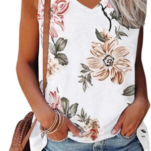 Etcyyy summer tops for women tie sexy dye v Neck Top Top Loose Fit Migne Printed T-shirts without sleeve