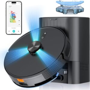 Robot 3 in 1 robot vacuum and combo MOP, self-vidange station for 60 days, robotic vacuum cleaner with Lidar navigation and maximum STRONG 5000PA suction, 2.4g WiFi / Alexa / App Control, Self-loading base