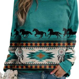 Western Hotyd western sweatshirts for women helped geometric graphic shirts with long lank