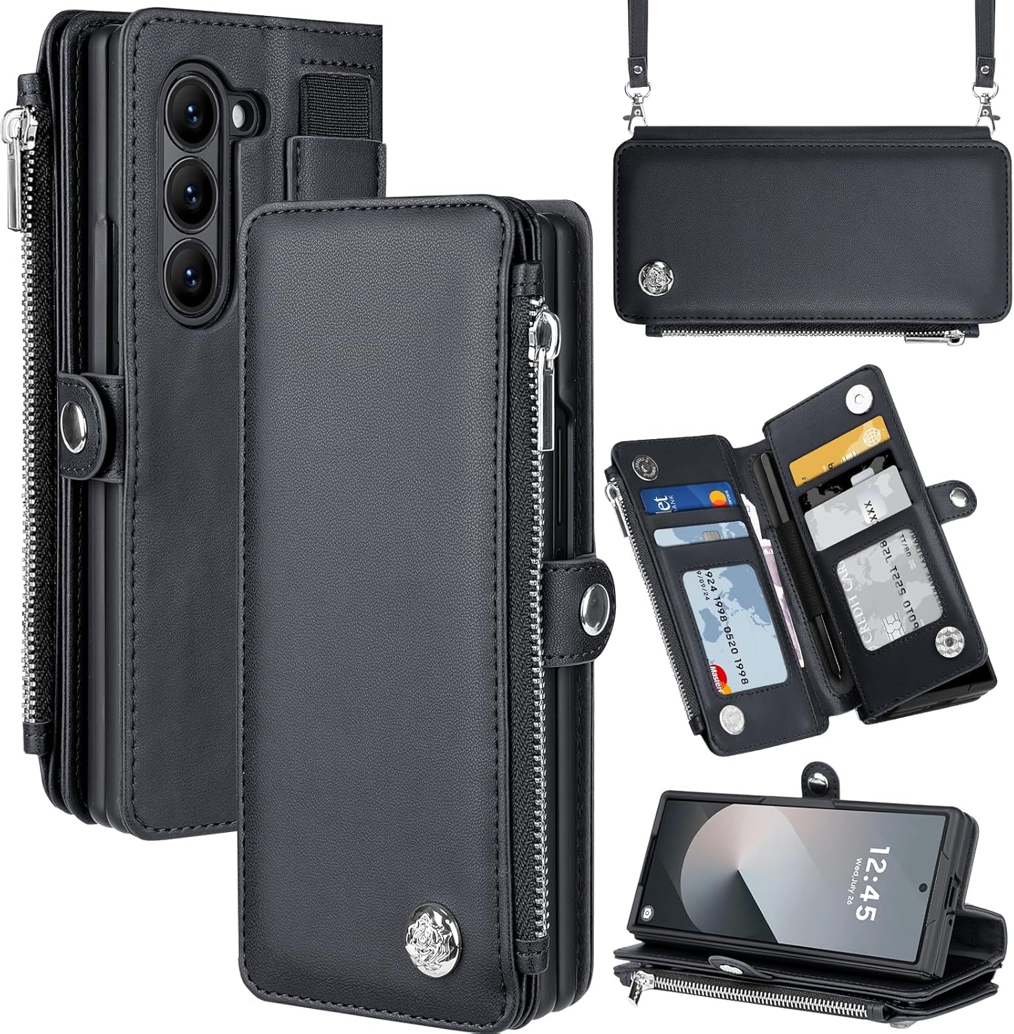 For Samsung Galaxy Z Fold 6 Portfolio, Rfid Blocking Z Fold 6 Portfolio with Card Support