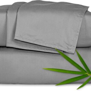 Pure bamboo California King Sheets, 100% organic viscose authentic derived from the set of bamboo bed sheets, soft and cooling, double sewing, quality promise (California King, Gray Stone)
