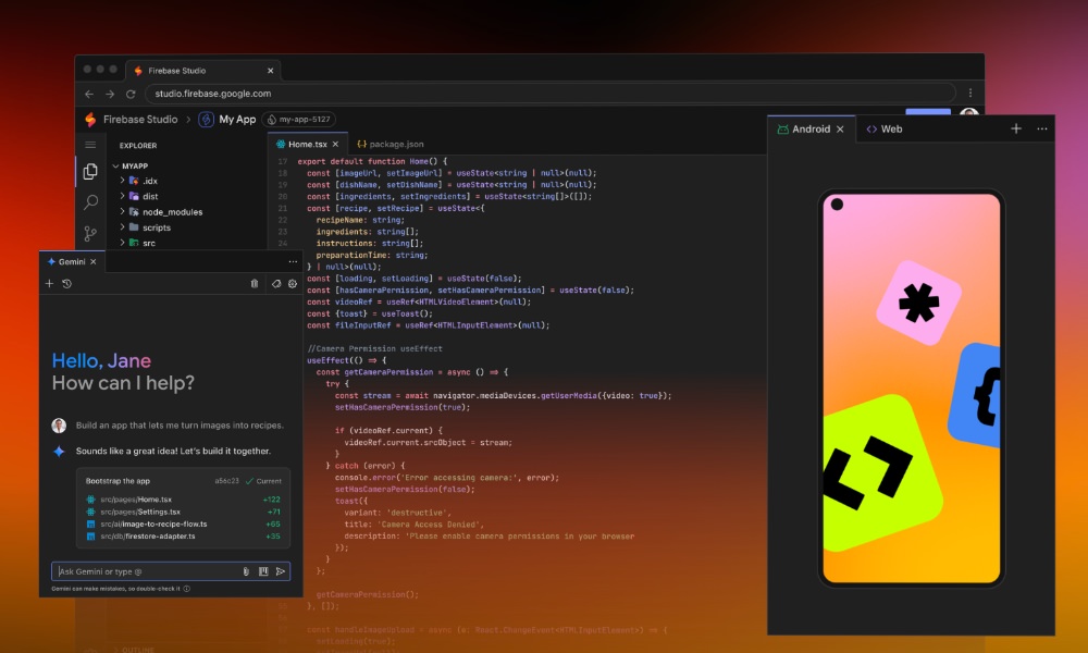 Firebase Studio IDE interface