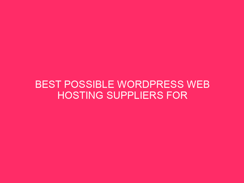 The best possible WordPress Web hosting providers for small companies »adopting your ...
