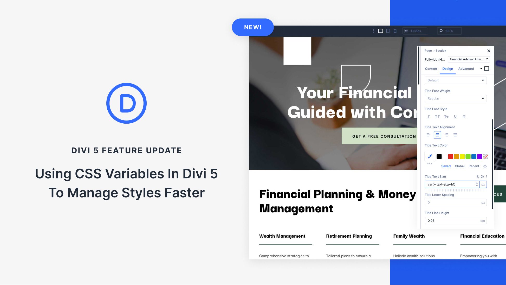 Use of CSS variables in Divi 5 to manage styles faster