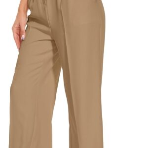 FUNYYZO Wide Leg Pants Women's High Elastic Waisted in The Back Business Work Trousers Long Straight Suit Pants