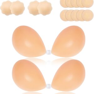2 Pack Sticky Strapless Bra Invisible Push Up Adhesive Bra Silicone Bras Silicone Bras for Women with Nipple Covers