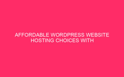 Affordable WordPress Website hosting Choices With Just right Options: Unlocking The Secrets and techniques…