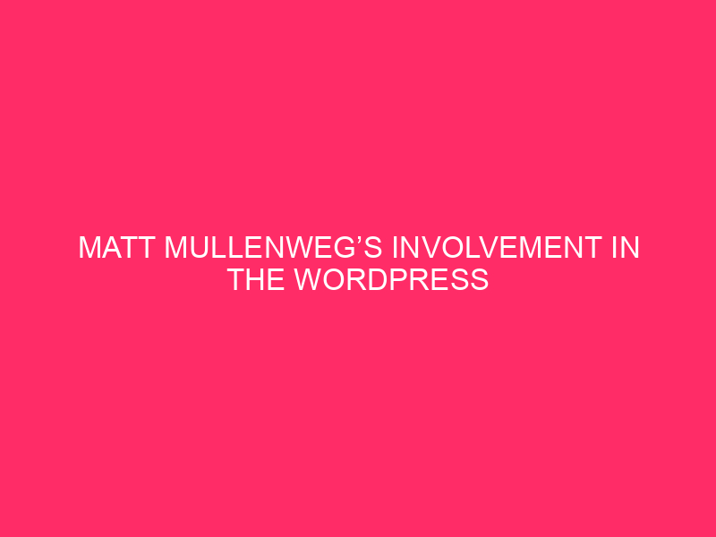 Il coinvolgimento di Matt Mullenweg nel gruppo WordPress: The Guiding Gentle: ...

