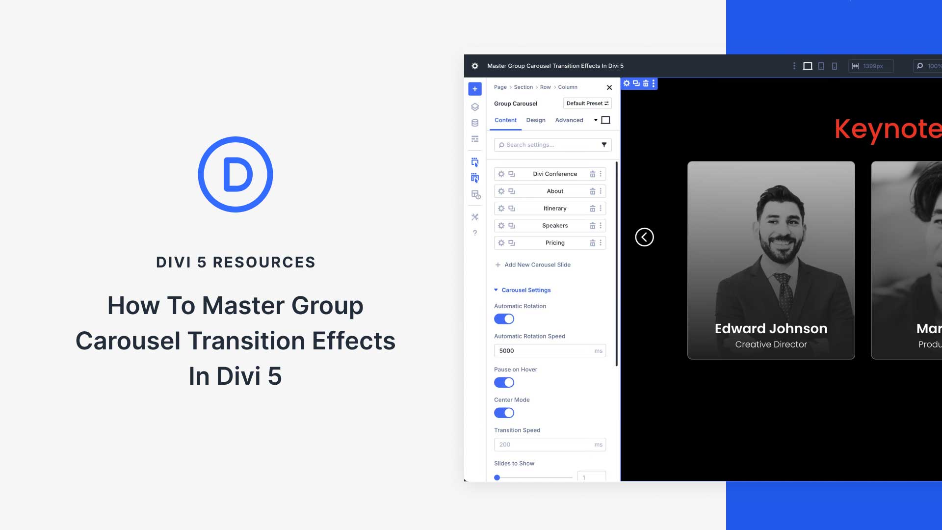 How To Master Group Carousel Transition Effects In Divi 5