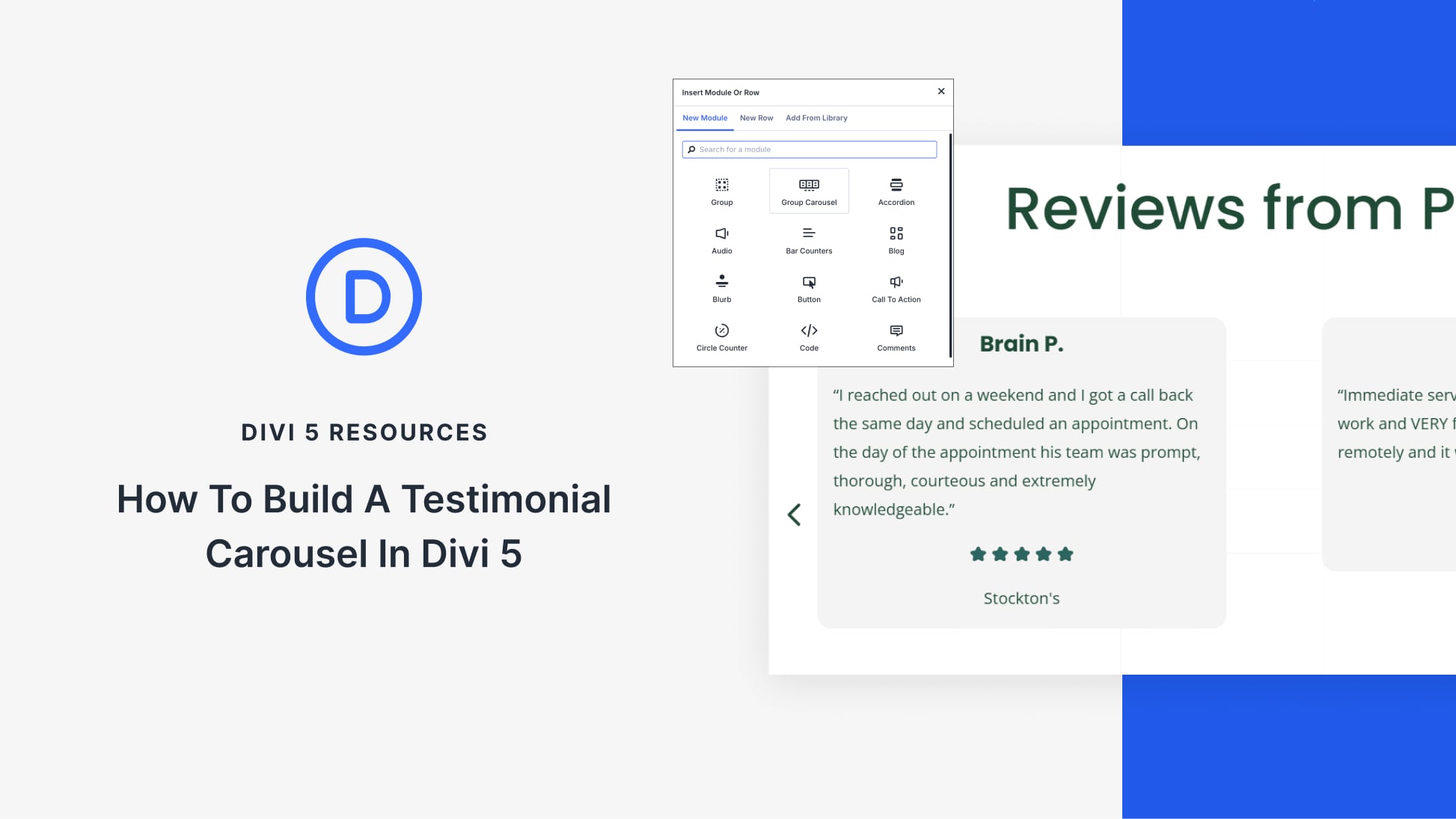 How to build a carousel testimonial in divi 5
