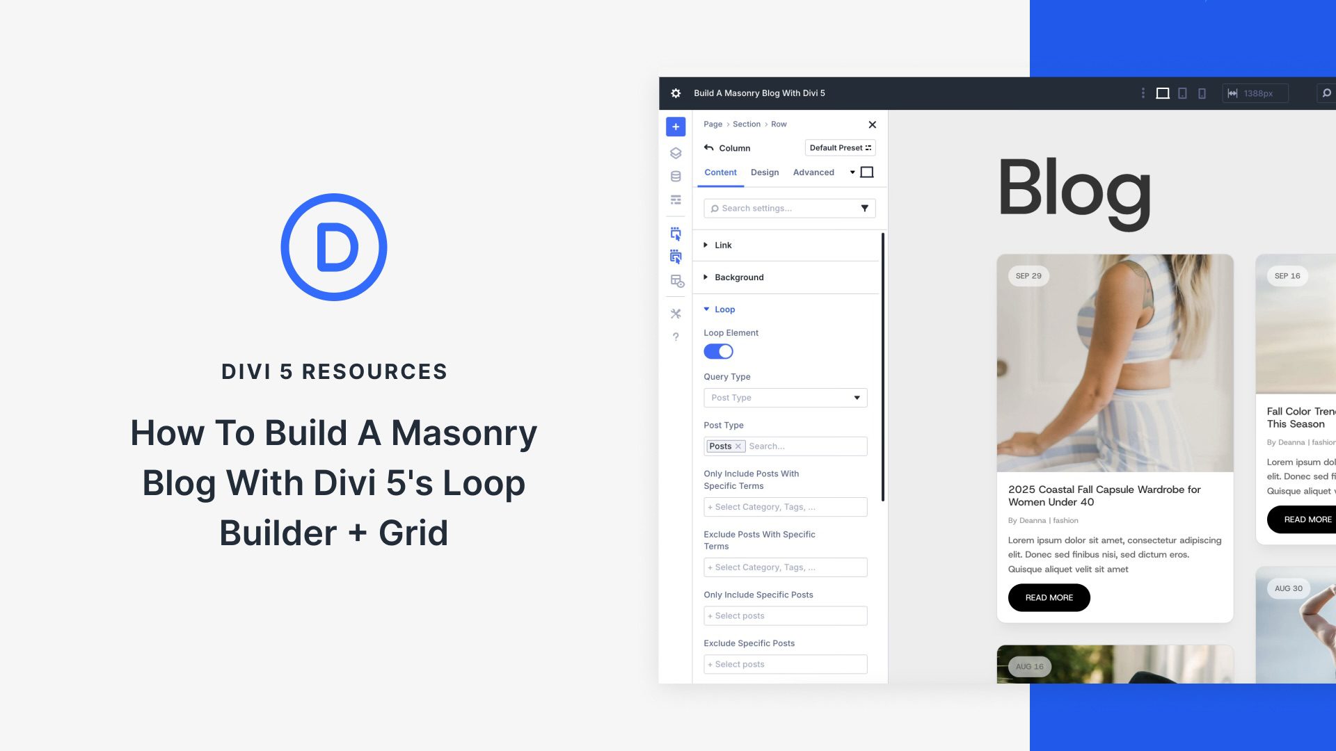 How To Build A Masonry Blog With Divi 5’s Loop Builder + Grid