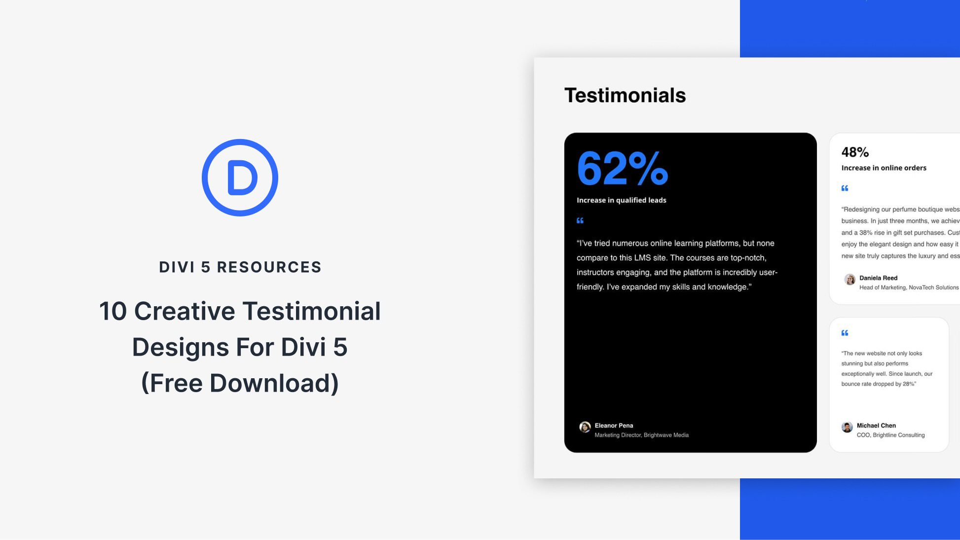 10 Creative Testimonial Projects for Divi 5 (Free Download)
