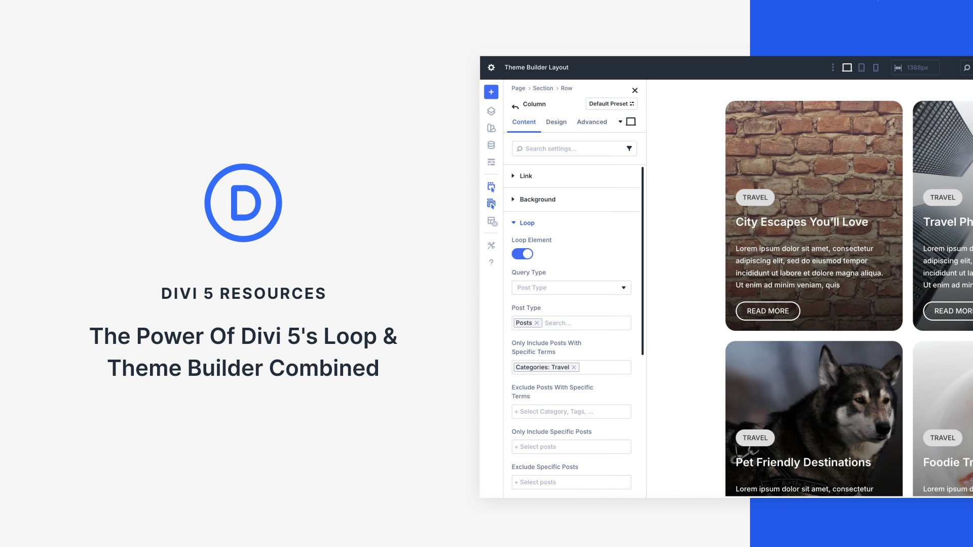 The power of Divi 5's loop and theme generator combined
